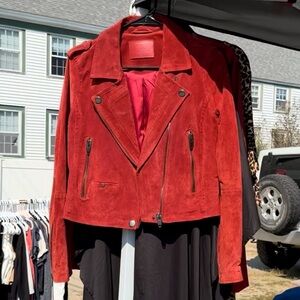 SL8 suede jacket, red, size small